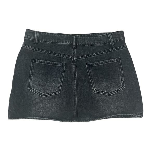Shein Black Denim Skirt W/Button & Zipper Closure Size L - Picture 2 of 4